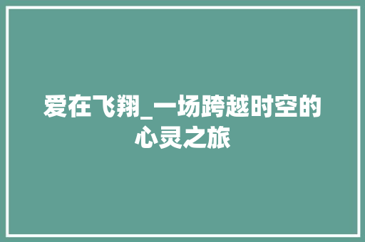 爱在飞翔_一场跨越时空的心灵之旅