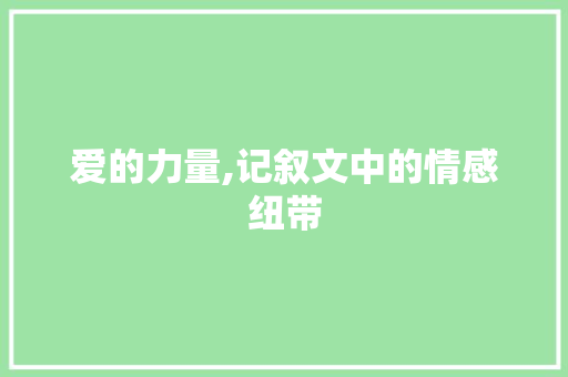 爱的力量,记叙文中的情感纽带