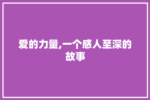 爱的力量,一个感人至深的故事