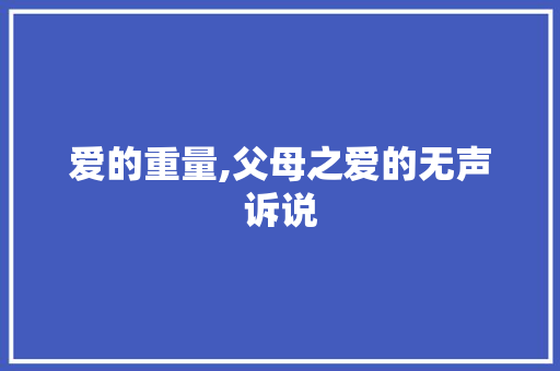 爱的重量,父母之爱的无声诉说