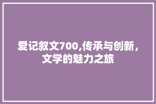 爱记叙文700,传承与创新，文学的魅力之旅