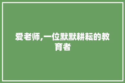 爱老师,一位默默耕耘的教育者