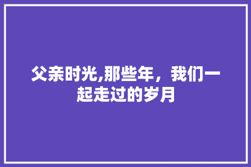 父亲时光,那些年，我们一起走过的岁月