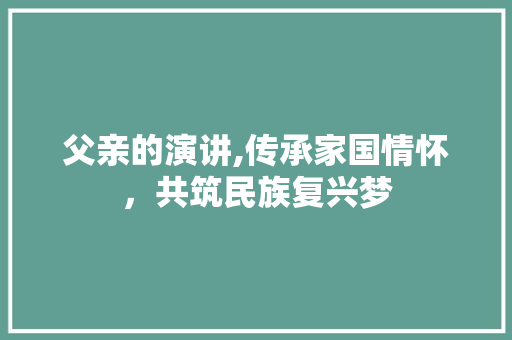 父亲的演讲,传承家国情怀，共筑民族复兴梦