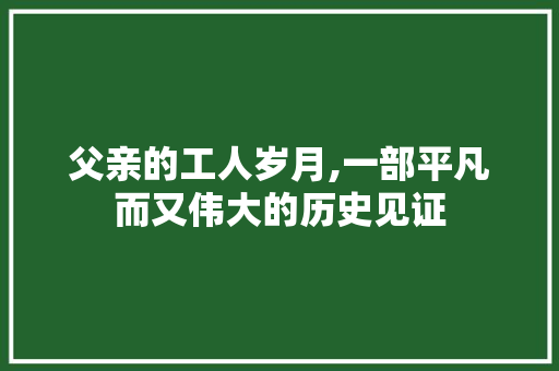 父亲的工人岁月,一部平凡而又伟大的历史见证