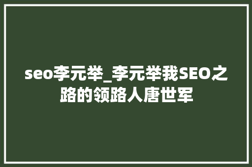 seo李元举_李元举我SEO之路的领路人唐世军