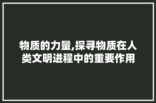 物质的力量,探寻物质在人类文明进程中的重要作用