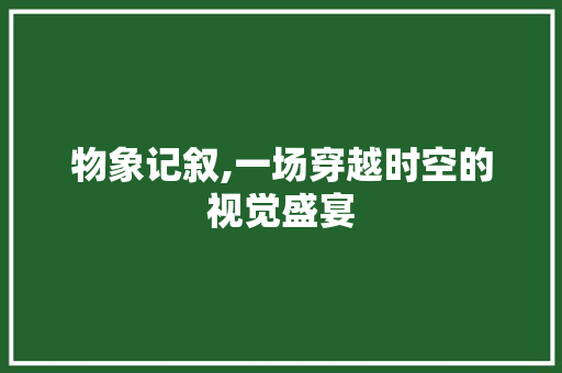 物象记叙,一场穿越时空的视觉盛宴