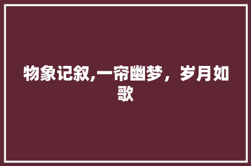 物象记叙,一帘幽梦，岁月如歌