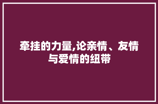 牵挂的力量,论亲情、友情与爱情的纽带