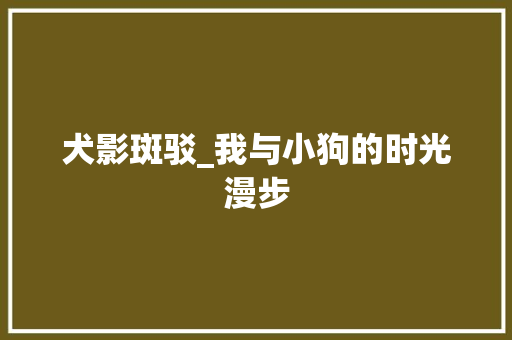 犬影斑驳_我与小狗的时光漫步