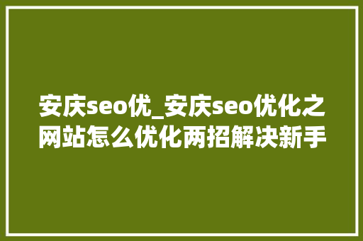 安庆seo优_安庆seo优化之网站怎么优化两招解决新手难题