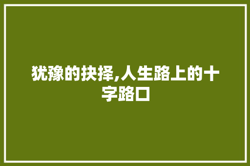 犹豫的抉择,人生路上的十字路口 书信范文