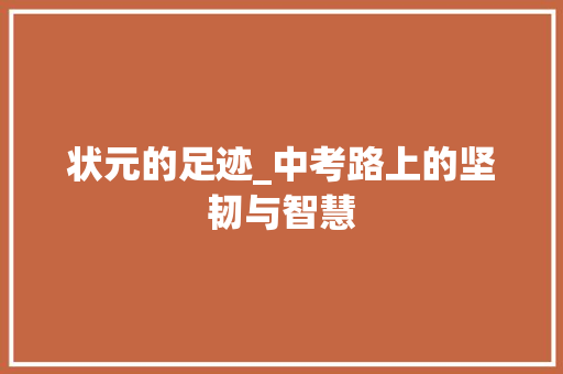 状元的足迹_中考路上的坚韧与智慧