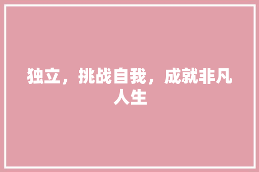 独立，挑战自我，成就非凡人生