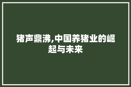 猪声鼎沸,中国养猪业的崛起与未来