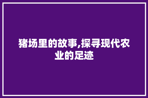 猪场里的故事,探寻现代农业的足迹