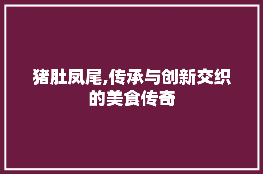 猪肚凤尾,传承与创新交织的美食传奇