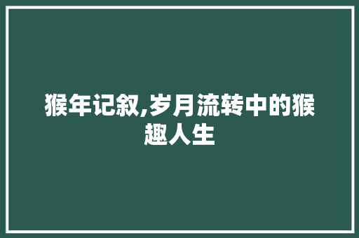 猴年记叙,岁月流转中的猴趣人生