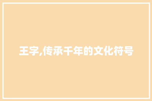 王字,传承千年的文化符号