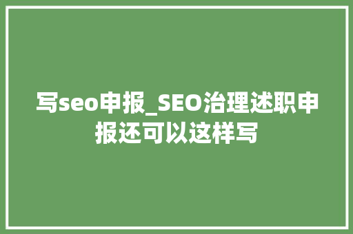 写seo申报_SEO治理述职申报还可以这样写