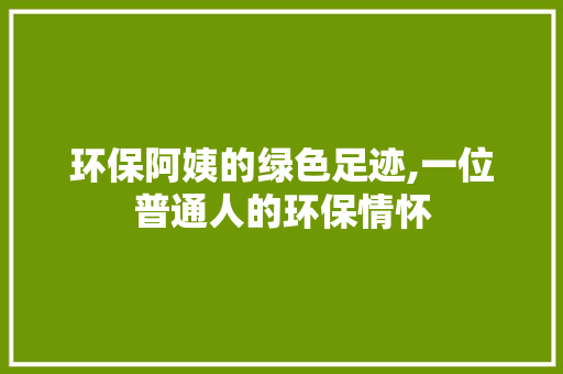 环保阿姨的绿色足迹,一位普通人的环保情怀