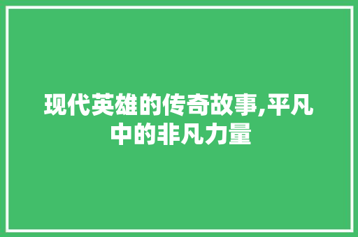 现代英雄的传奇故事,平凡中的非凡力量