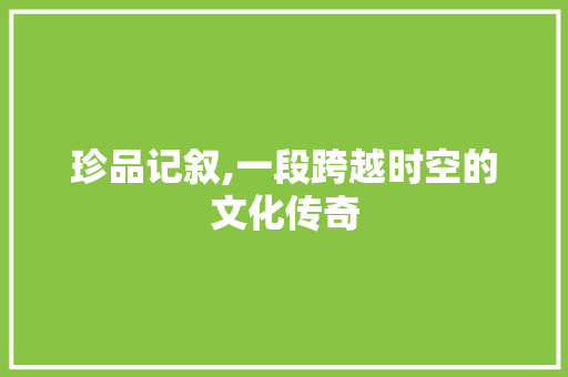 珍品记叙,一段跨越时空的文化传奇