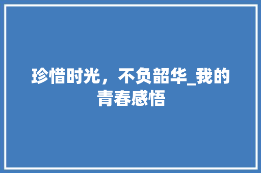 珍惜时光，不负韶华_我的青春感悟 生活范文