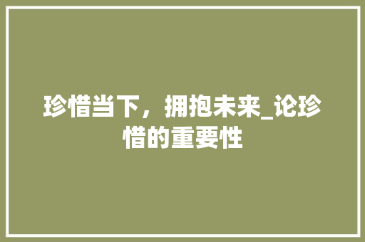 珍惜当下，拥抱未来_论珍惜的重要性