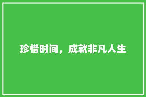 珍惜时间，成就非凡人生