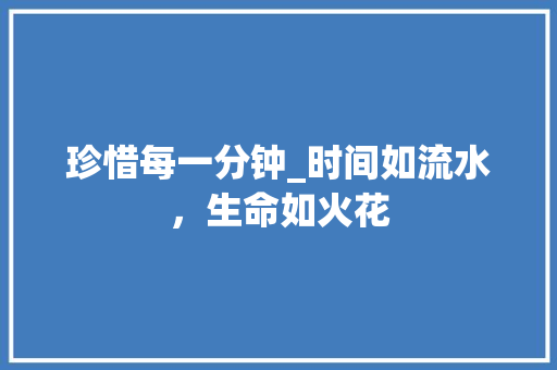 珍惜每一分钟_时间如流水，生命如火花