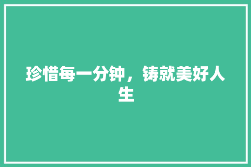 珍惜每一分钟，铸就美好人生