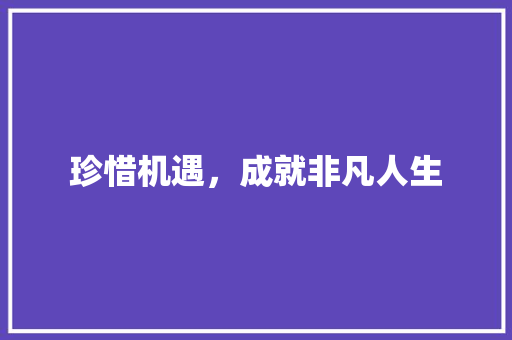 珍惜机遇，成就非凡人生