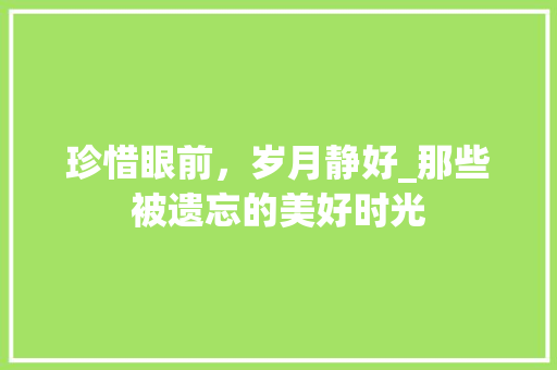 珍惜眼前，岁月静好_那些被遗忘的美好时光