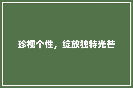 珍视个性，绽放独特光芒