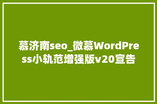 慕济南seo_微慕WordPress小轨范增强版v20宣告