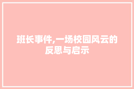 班长事件,一场校园风云的反思与启示