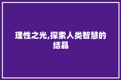 理性之光,探索人类智慧的结晶