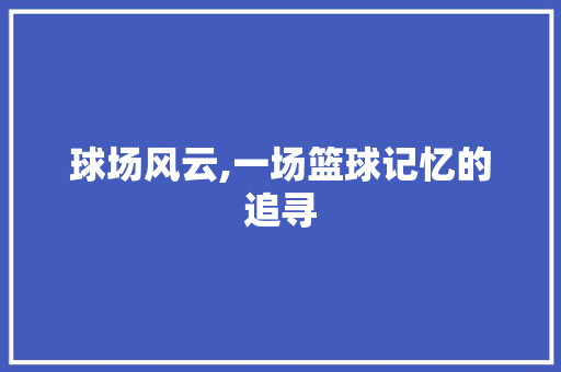 球场风云,一场篮球记忆的追寻