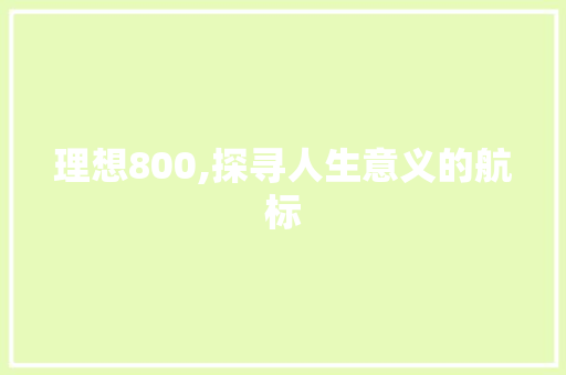 理想800,探寻人生意义的航标