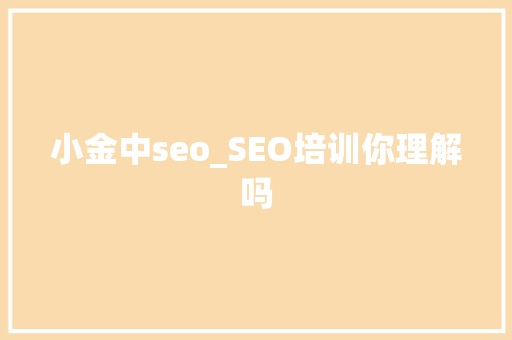 小金中seo_SEO培训你理解吗