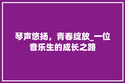 琴声悠扬，青春绽放_一位音乐生的成长之路