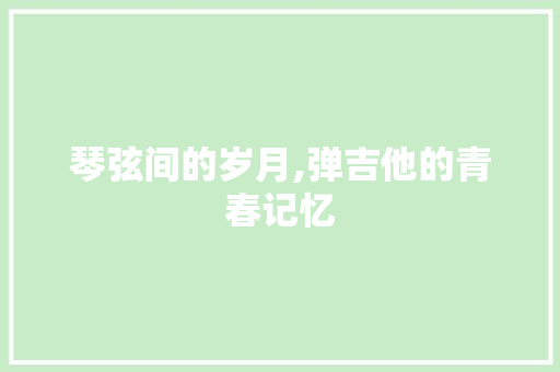 琴弦间的岁月,弹吉他的青春记忆