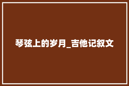 琴弦上的岁月_吉他记叙文