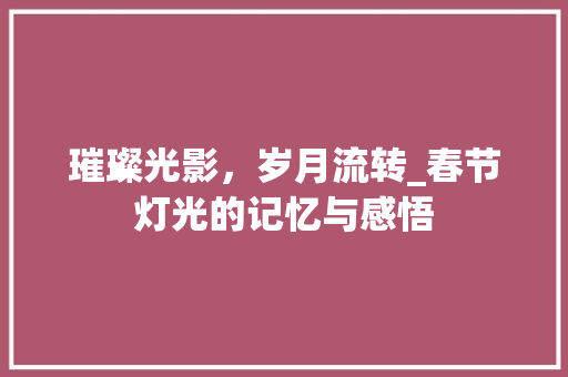 璀璨光影，岁月流转_春节灯光的记忆与感悟