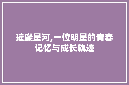 璀璨星河,一位明星的青春记忆与成长轨迹