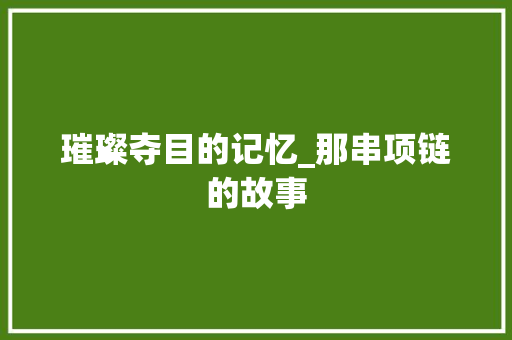 璀璨夺目的记忆_那串项链的故事