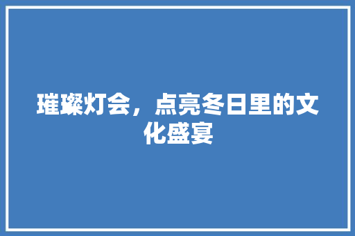 璀璨灯会，点亮冬日里的文化盛宴