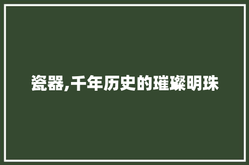 瓷器,千年历史的璀璨明珠